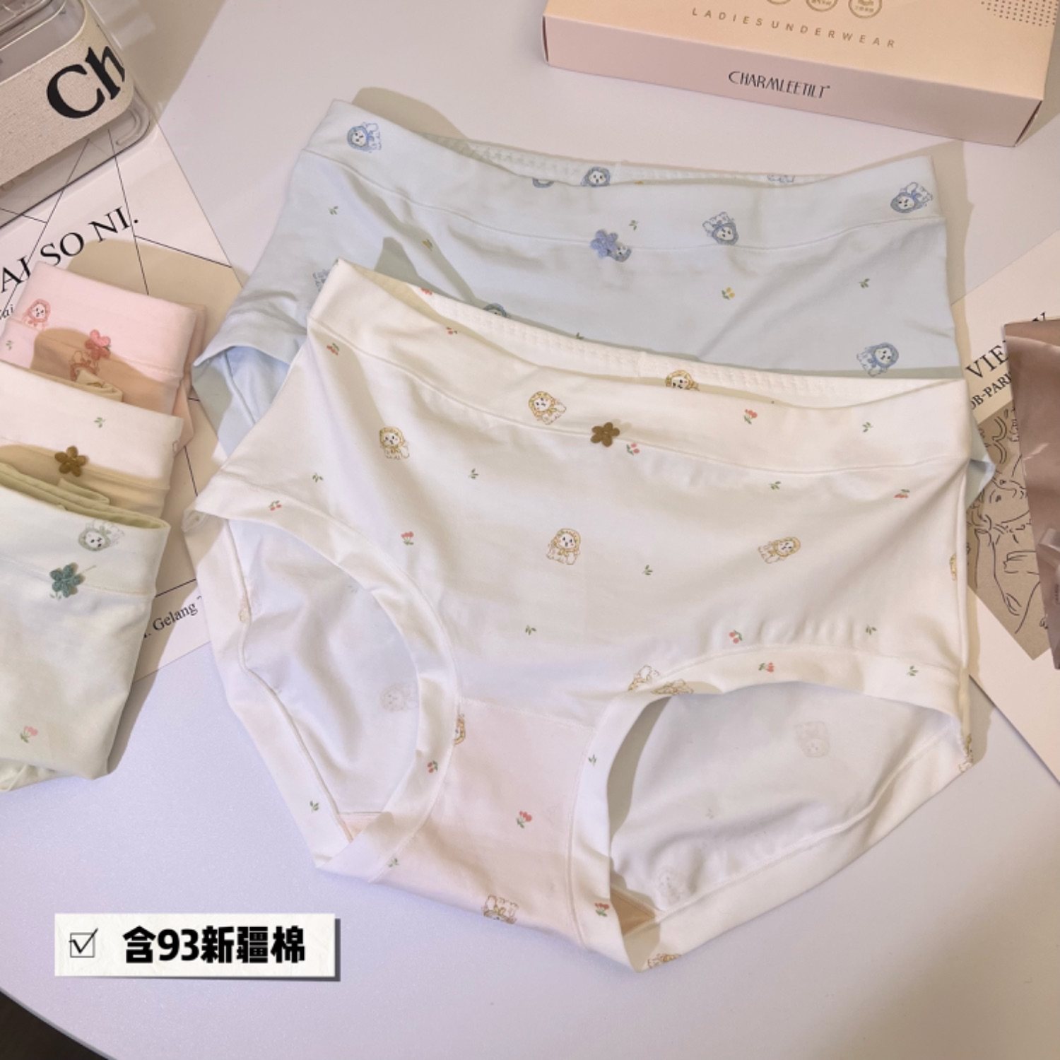 魅丽翘纯棉女士内裤桑蚕丝里裆抑菌日系女生三角裤少女中腰平角裤