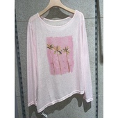 长袖 T恤 印花防晒衫 女粉宽松罩衫 现货 2025春新款