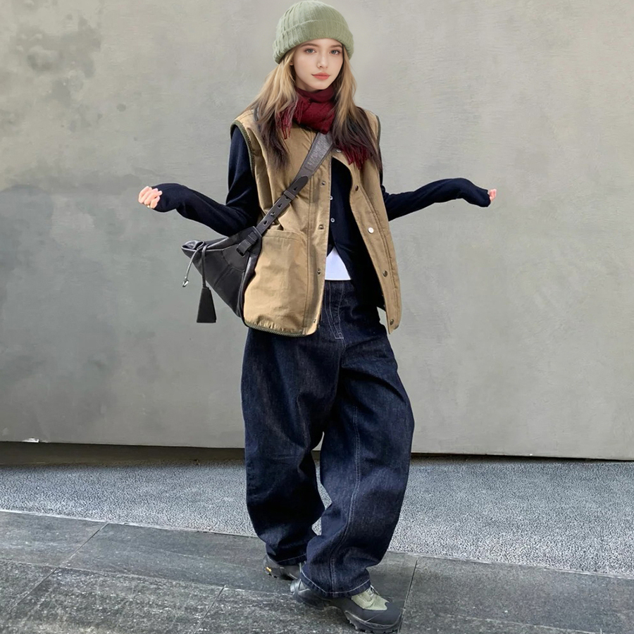 【现货】马夹女秋冬新款百搭气质韩版宽松无袖大口袋两面穿马甲