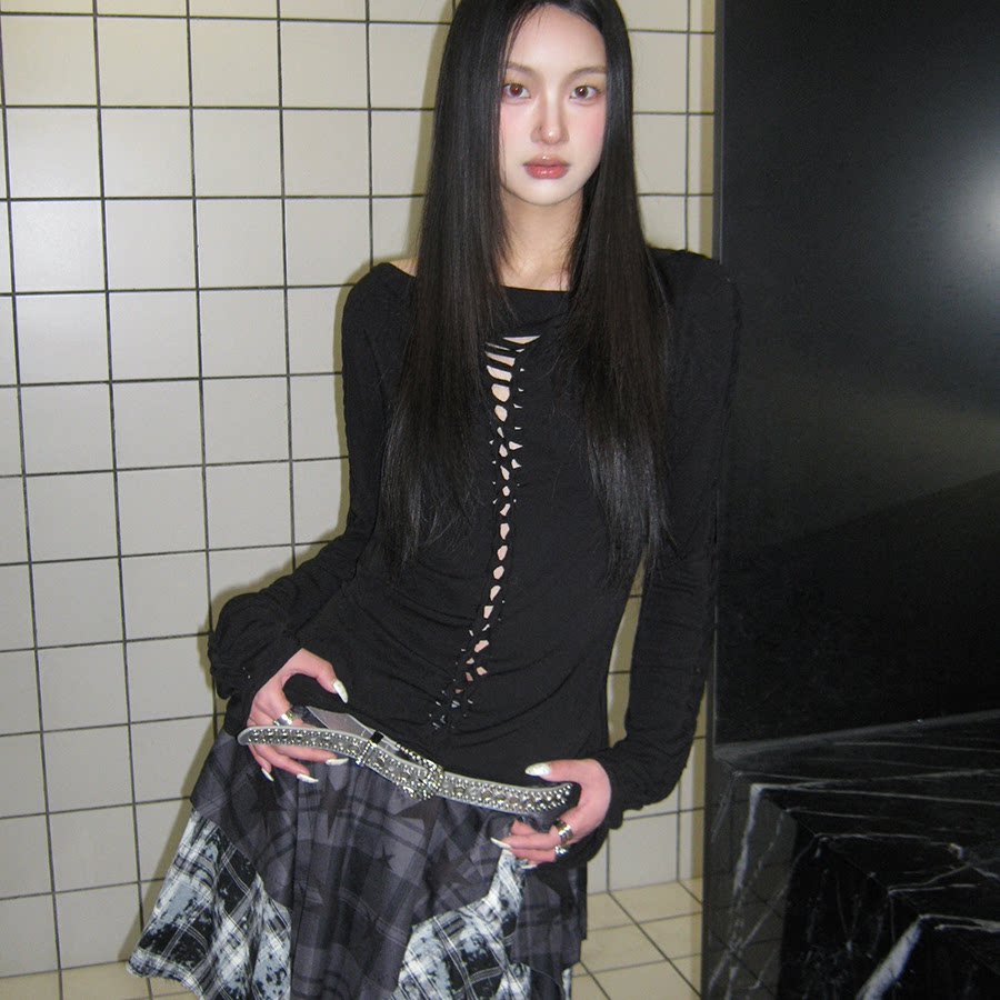 【现货】星星格子不规则毛边半身裙女松紧腰气质春夏新款复古短裙,女装/女士精品,半身裙,淘宝优惠券,粉丝福利购,淘宝优惠卷