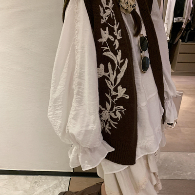 【现货】刺绣马甲 重工民族风宽松v领叠穿波嬉风外套外穿