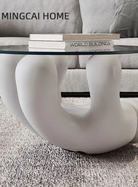 米奇手套卡通动物造型桌米老鼠手指家用客厅异形白色玻璃简约茶几