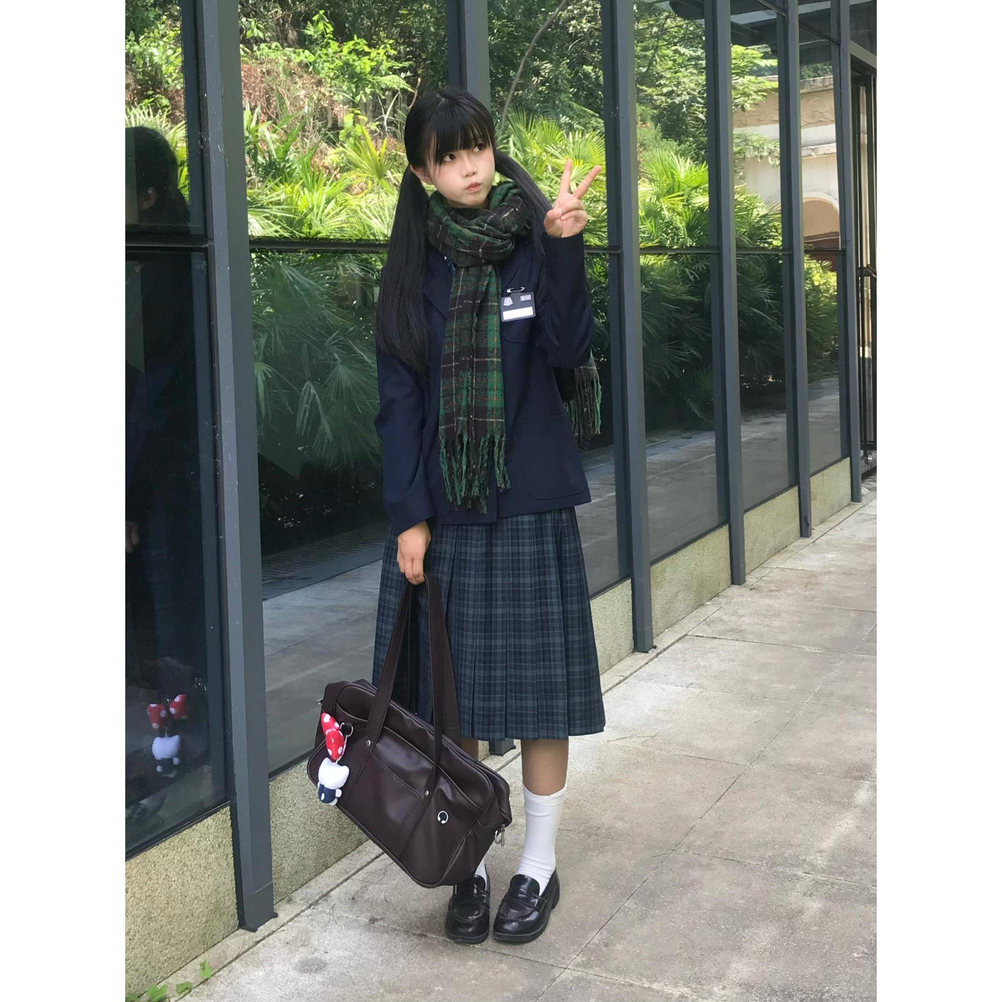 【深夜长幻境】#海#墨绿格KAFK优等生苔J制服格裙学院中百褶裙半