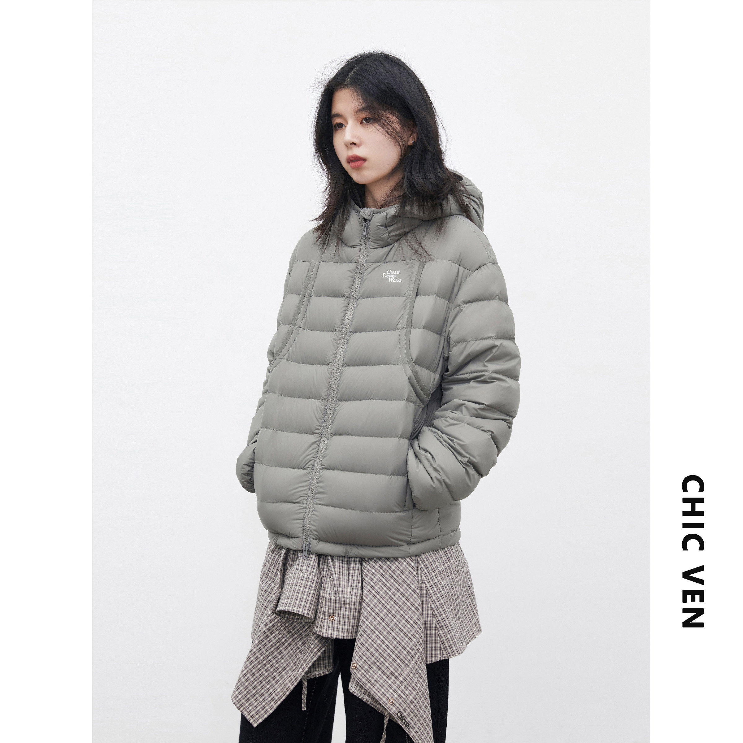 CV大码女装冬季新款无胆防绒刺绣连帽排骨羽绒服女90白鸭绒胖妹mm,女装/女士精品,大码羽绒服,淘宝优惠券,粉丝福利购,淘宝优惠卷