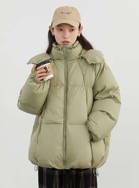 CV大码女装 2025冬季新款超轻连帽90白鸭绒羽绒服中长款保暖外套
