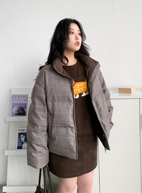 CV大码女装冬季新款复古双面穿立领羽绒服90白鸭绒保暖外套女胖mm