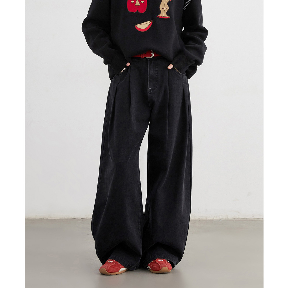 CV大码女装 秋冬新款做旧水洗弯刀牛仔裤立体压褶宽松阔腿长裤,女装/女士精品,大码裤装,淘宝优惠券,粉丝福利购,淘宝优惠卷