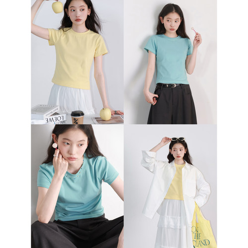 CV大码女装多巴胺短袖T恤胖mm