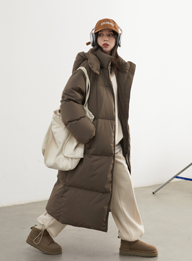 CV大码女装 冬季新款石墨烯发热过膝大被子羽绒服保暖外套胖MM女