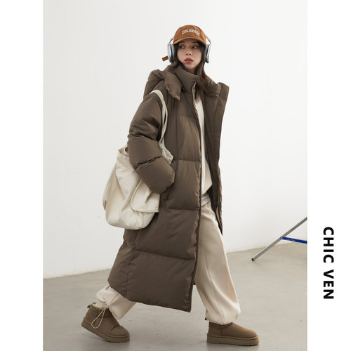 CV大码女装 冬季新款石墨烯发热过膝大被子羽绒服保暖外套胖MM女