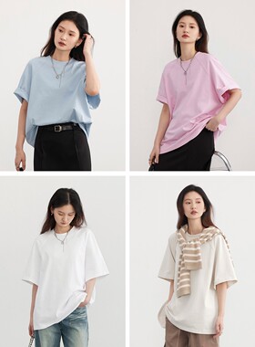 CV大码女装 2026春夏季新款多色可选~基础圆领插肩短袖T恤女上衣