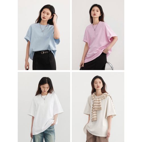 CV大码女装 2025春夏季新款多色可选~基础圆领插肩短袖T恤女上衣
