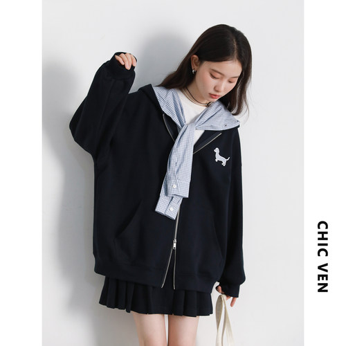 假两件连帽卫衣半裙套装女