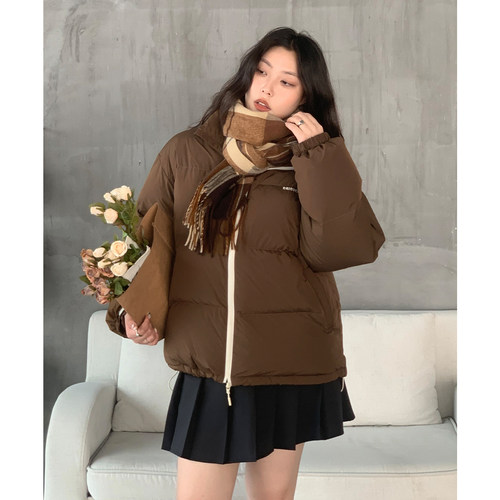 CV大码女装 冬季新品90白鸭绒三防立领羽绒服外套保暖面包服胖MM