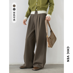 新款 2025秋季 松弛感压褶西装 裤 女胖妹mm CV大码 直筒阔腿长裤 女装