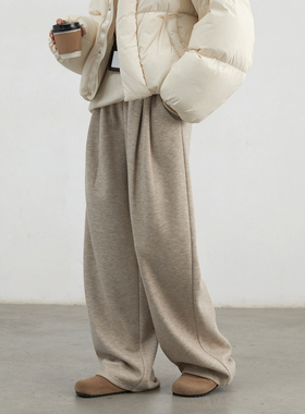 CV大码女装 2025冬季新款松紧高腰压褶休闲裤垂感软糯阔腿裤胖MM