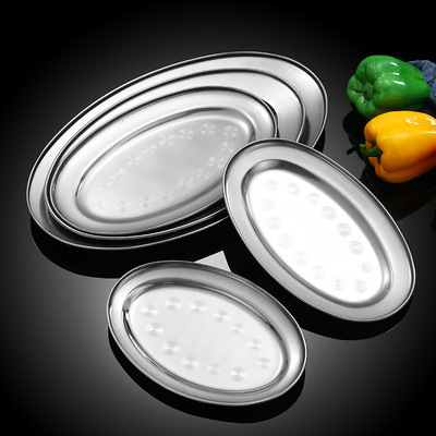 不锈钢椭圆形盘餐馆碟子蒸鱼盘烧烤盘肠粉盘子冷菜盘家用蛋形碟子