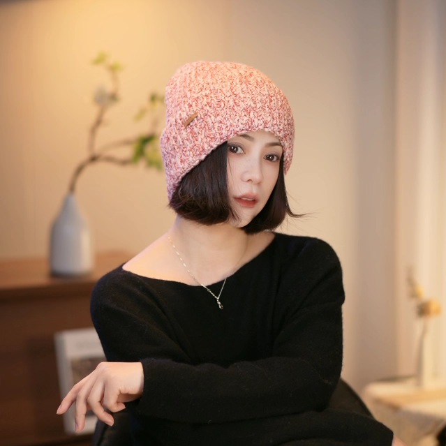 李小玉 2025 新款 &ldquo;羊毛邓肯花纱&ldquo;百搭显脸小加厚编织包头帽