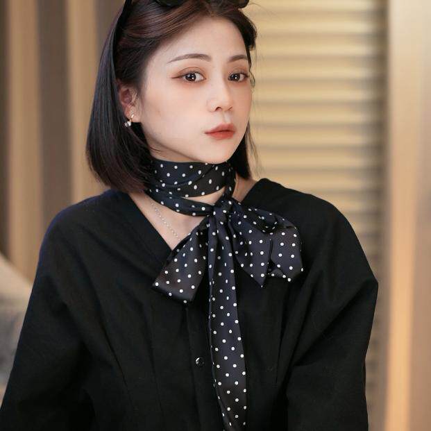 韩系穿搭配饰复古波点时尚丝巾