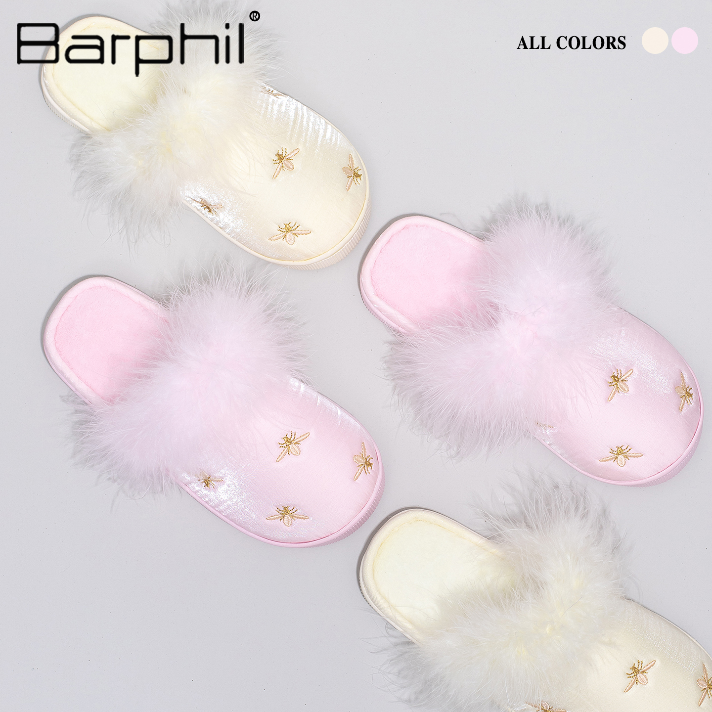 Barphil棉拖鞋女士2025新款秋冬季室内家居防滑保暖舒适轻奢毛毛