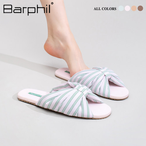 Barphil拖鞋女款2026春秋季新款室内家居软底度假透气防滑蝴蝶结