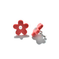 2024 New trendy girl color-blocking soft clay flower earrings, cute Korean candy-colored stud earrings and ear clips thumbnail 8