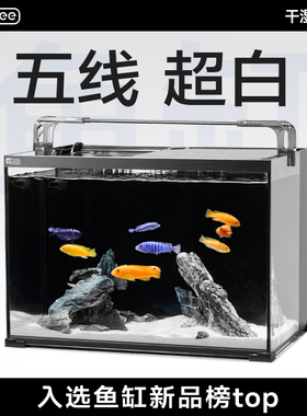 yee背滤鱼缸客厅小型金晶五线超白缸净水生态造景超白玻璃桌面缸