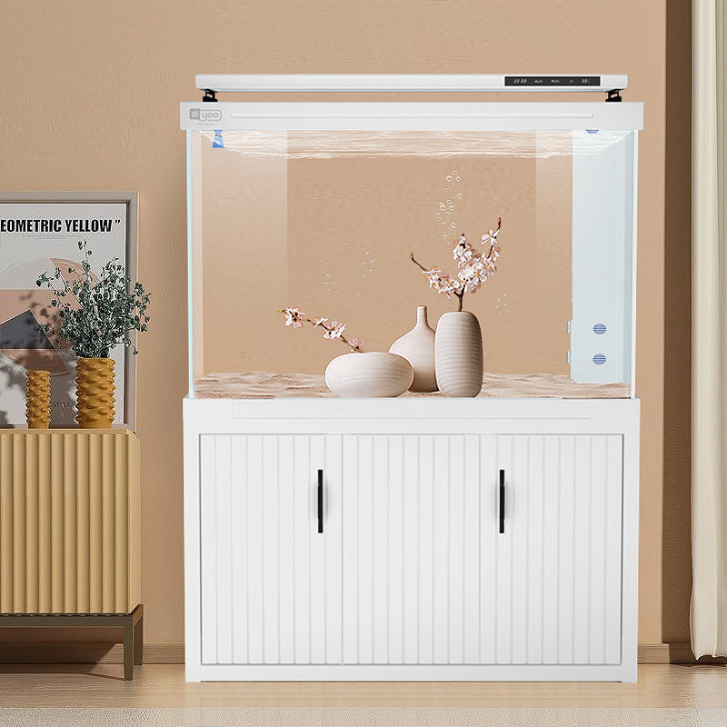 意牌中小型鱼缸水族箱客厅家用超白玻璃免换水生态底滤简约金鱼缸