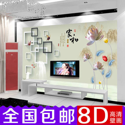 电视背景墙壁纸3D立体墙纸中式壁画现代简约客厅卧室5D壁画欧式无