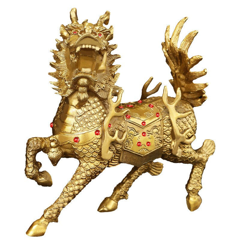 山迪全铜麒麟摆件吉祥火麒麟开业礼品家居玄关摆放装饰工艺品大号