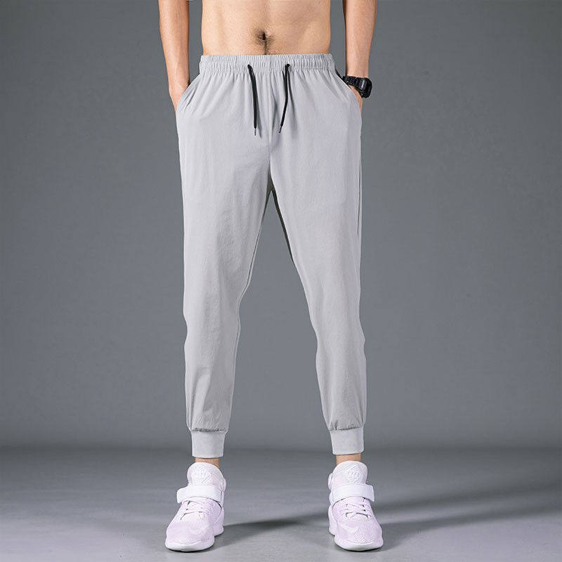 天伦天运动裤男春夏季新款速干裤子束脚男士冰丝九分直筒透气弹力