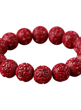 天然原矿朱砂手链正品原石保真紫金砂回纹珠手串本命年龙年男女款