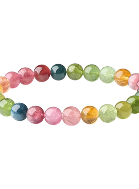 糖果色碧玺散珠西瓜水晶单圈手链