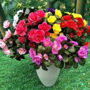 21头杜鹃花仿真花蔷薇假花婚庆装饰工程布景人造景观园林施工花坛