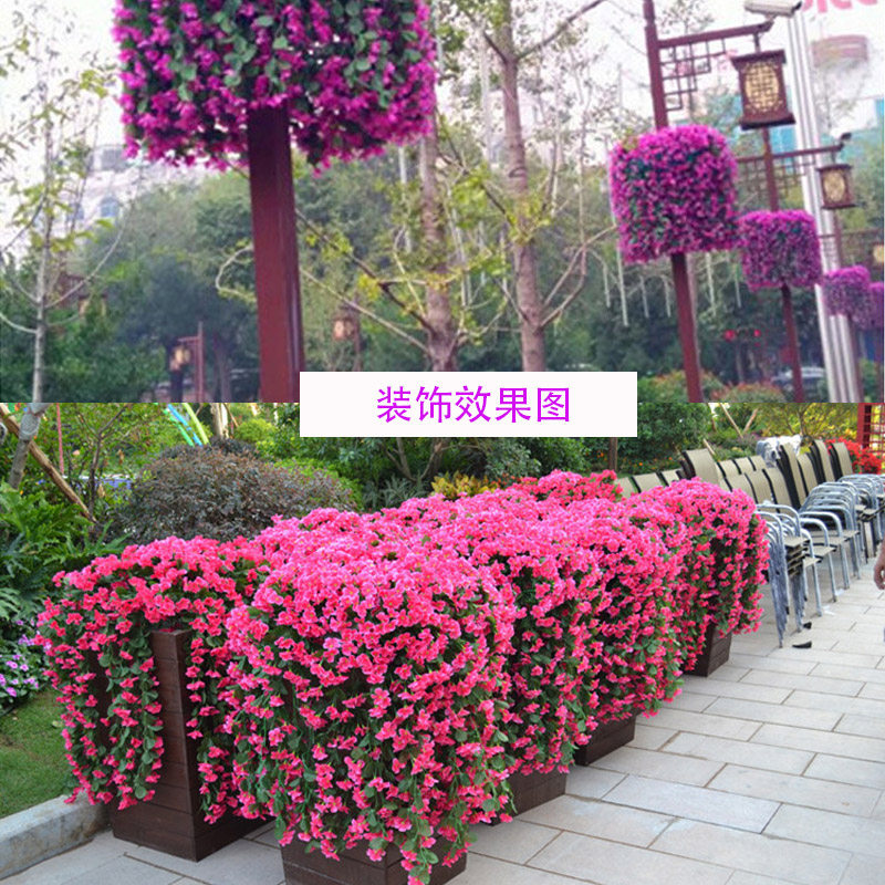 紫罗兰壁挂仿真花假花吊兰护栏栅栏装饰工程布景藤蔓缠绕墙上藤条