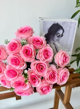 18头玫瑰仿真花婚庆装饰把束桌花