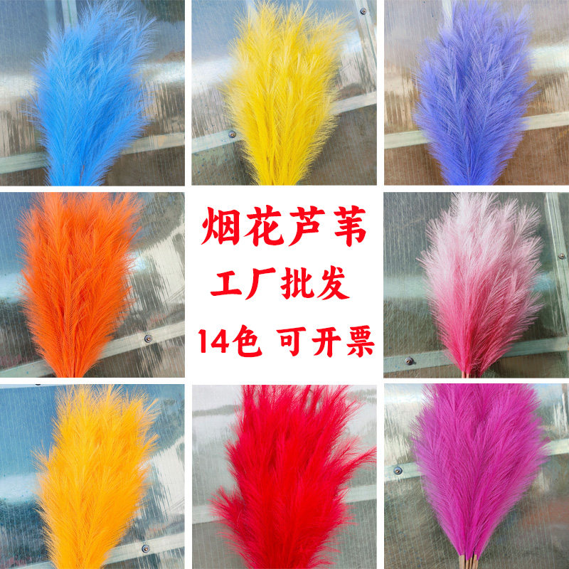 彩色仿真花芦苇烟花布置装饰批发