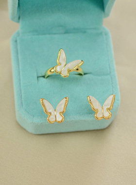 女合金韩版蝴蝶戒指开口