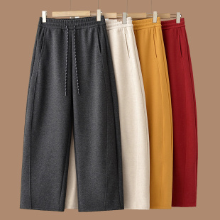 新款 中年妈妈裤 时尚 休闲裤 子 抽绳加厚百搭休闲阔腿弯刀裤 2026春季