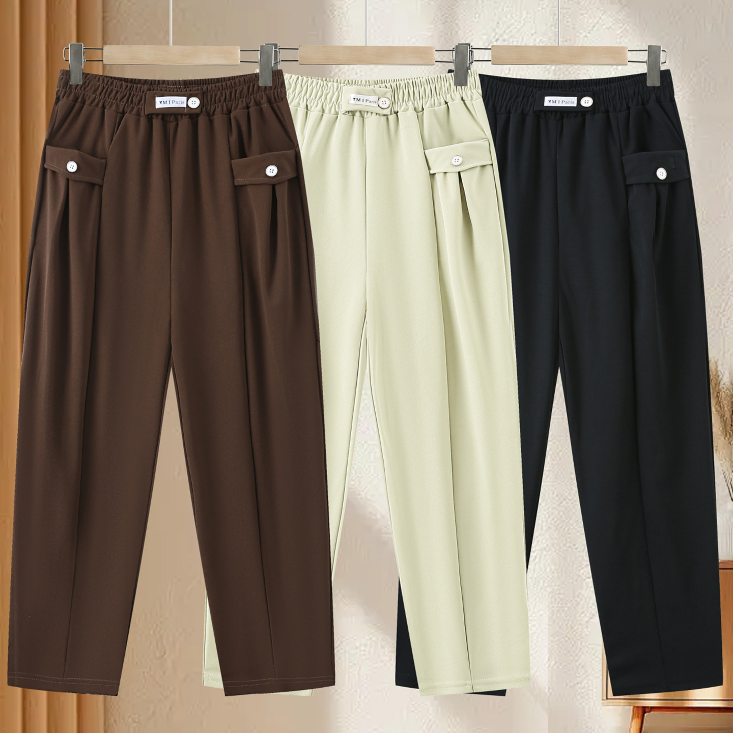 中老年女裤宽松时尚女装裤子休闲妈妈百搭气质哈伦裤九分裤直筒裤