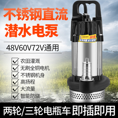 无刷直流潜水泵48V60V72V不锈钢大功率抽水机电动车电瓶车抽水泵