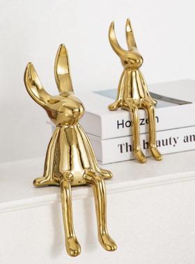 北欧ins风长耳兔子陶瓷装饰摆件