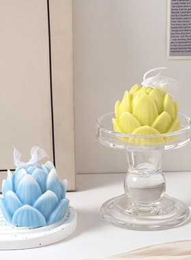 渐变色手工莲花莲华花朵艺术造型香薰蜡烛香氛装饰摆件伴手小礼物