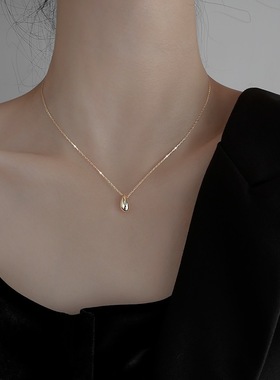 包邮韩版S925镀银气质水滴项链女复古时尚优雅简约锁骨链创意文艺