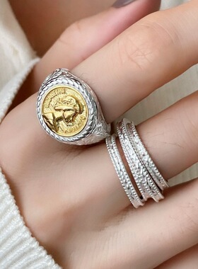 包邮重工几何线条交叉戒指女简约时尚气质百搭叠戴开口指环个性食