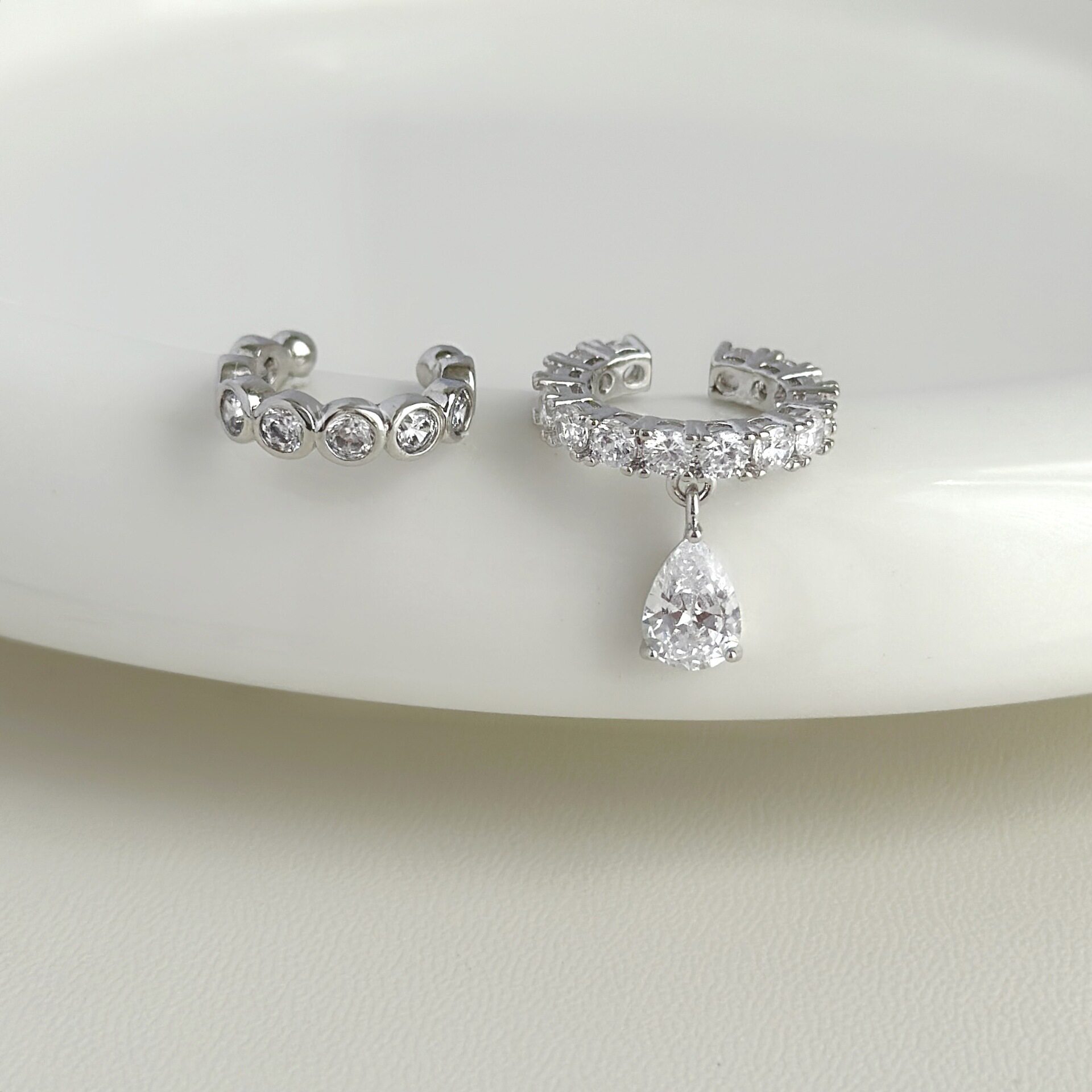 包邮简约不对称水滴耳坠无耳洞耳骨夹女时尚气质百搭精致耳环ins