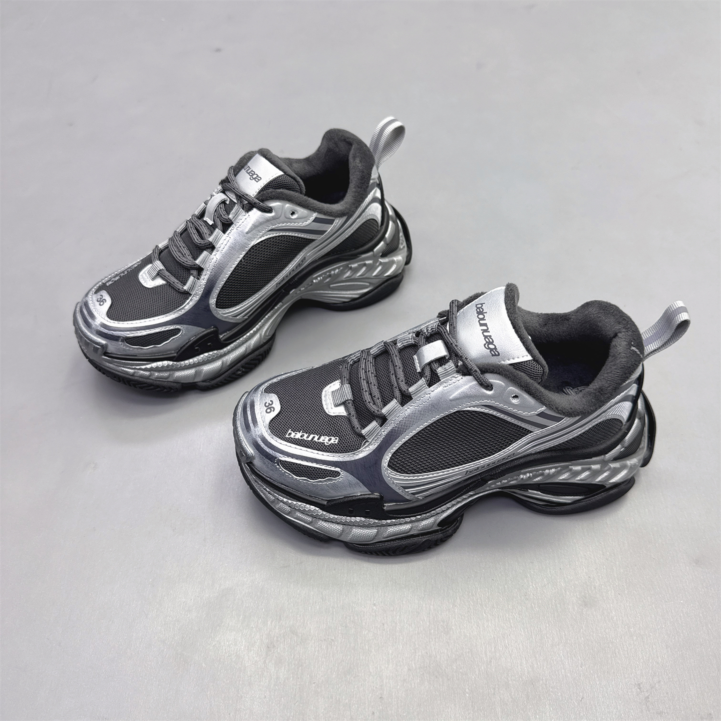 真皮女鞋韩版厚底加绒巴黎老爹鞋2025冬新款保暖拼色运动鞋休闲鞋