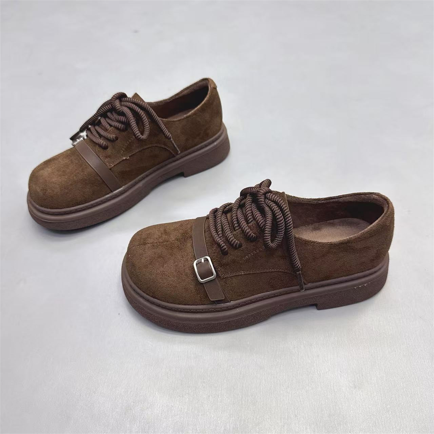 法式厚底加绒勃肯鞋英伦小皮鞋女