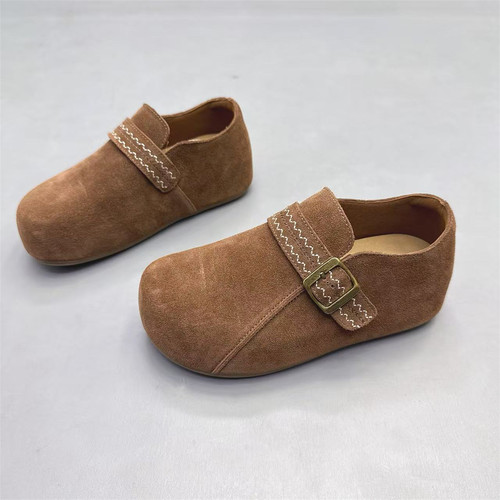 真皮女鞋法式内增高皮带扣勃肯鞋