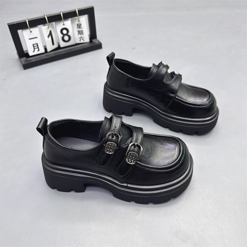 2026新款高级感真皮英伦小皮鞋厚底增高单鞋圆头丑萌鞋低帮休闲鞋,女鞋,松糕（摇摇）鞋,淘宝优惠券,粉丝福利购,淘宝优惠卷